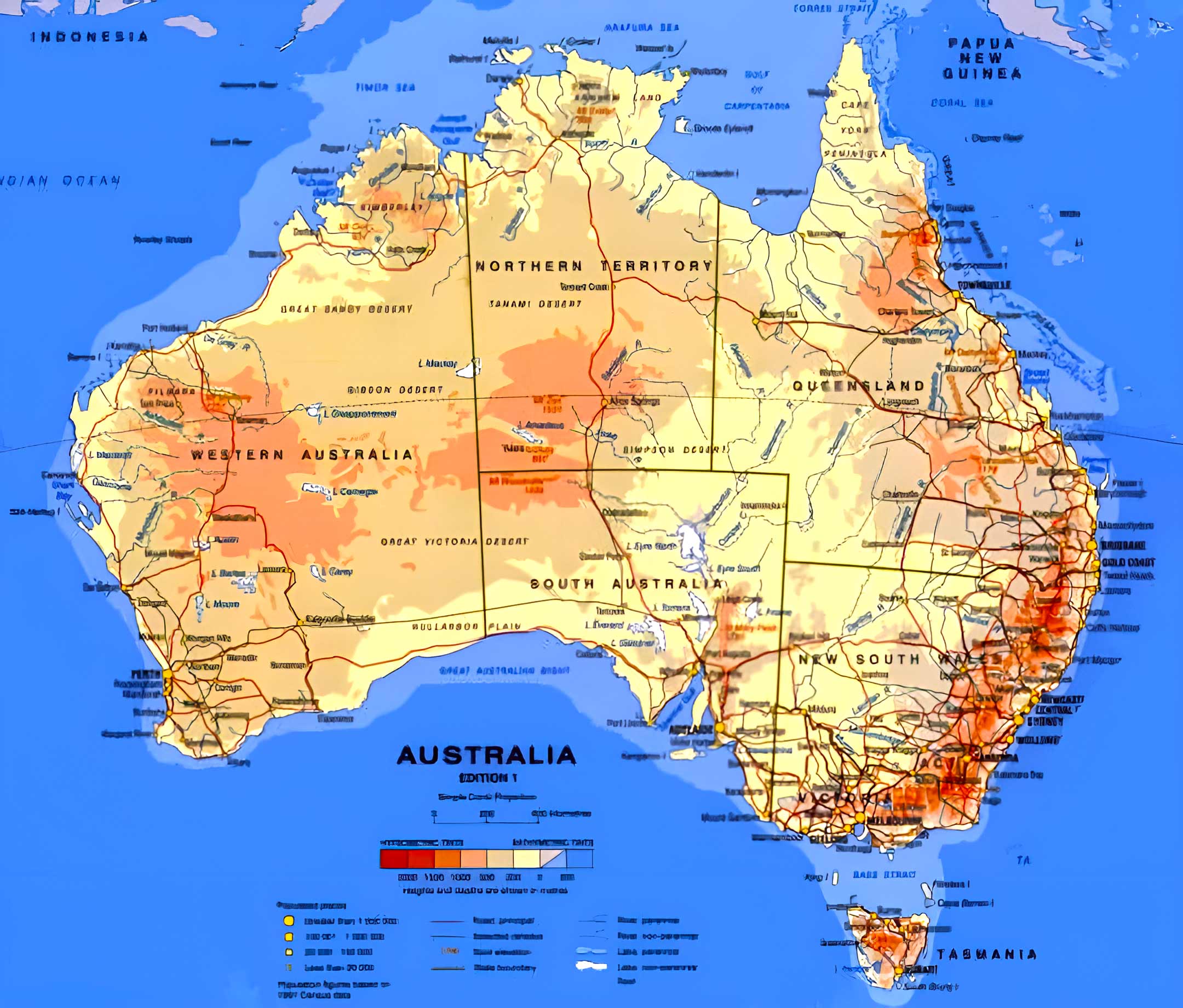 Australia topographic relief map