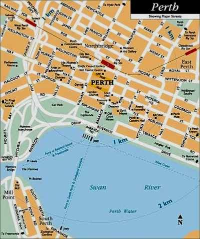 downtown map of Perth