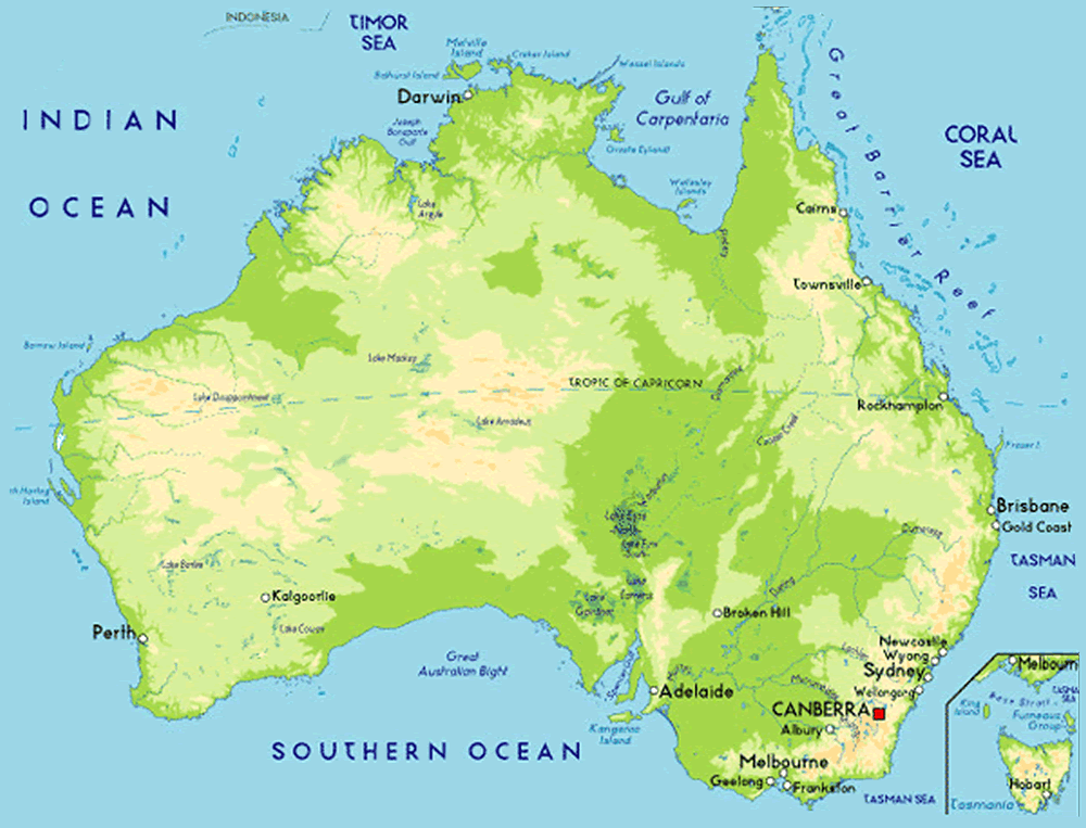 Physical Map of Australia