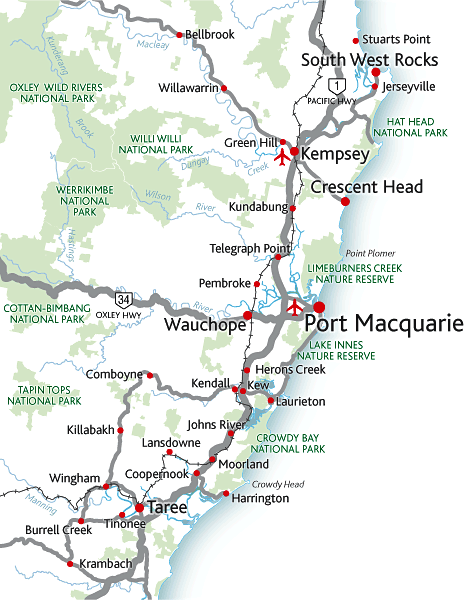 Port Macquarie regions map