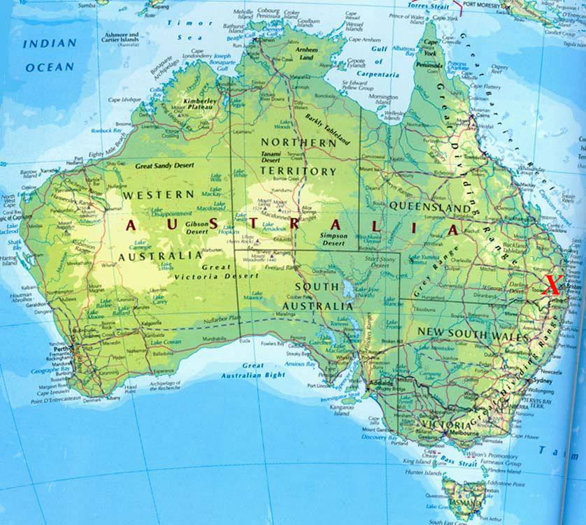 Map of Australia Toowoomba