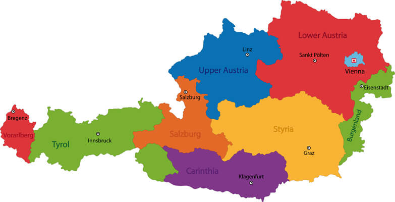 Colorful Austria Map