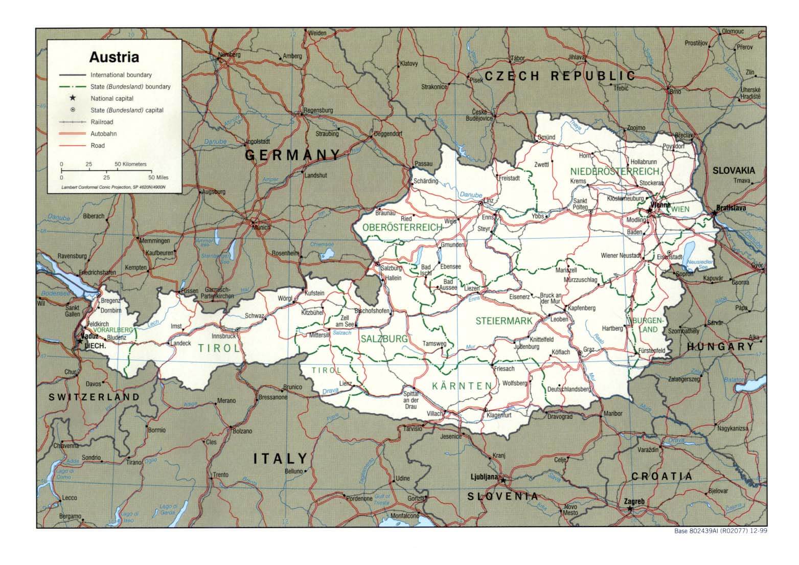 Austria Political Map 1999