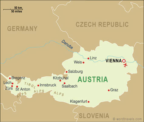 Airports Map of Austria
