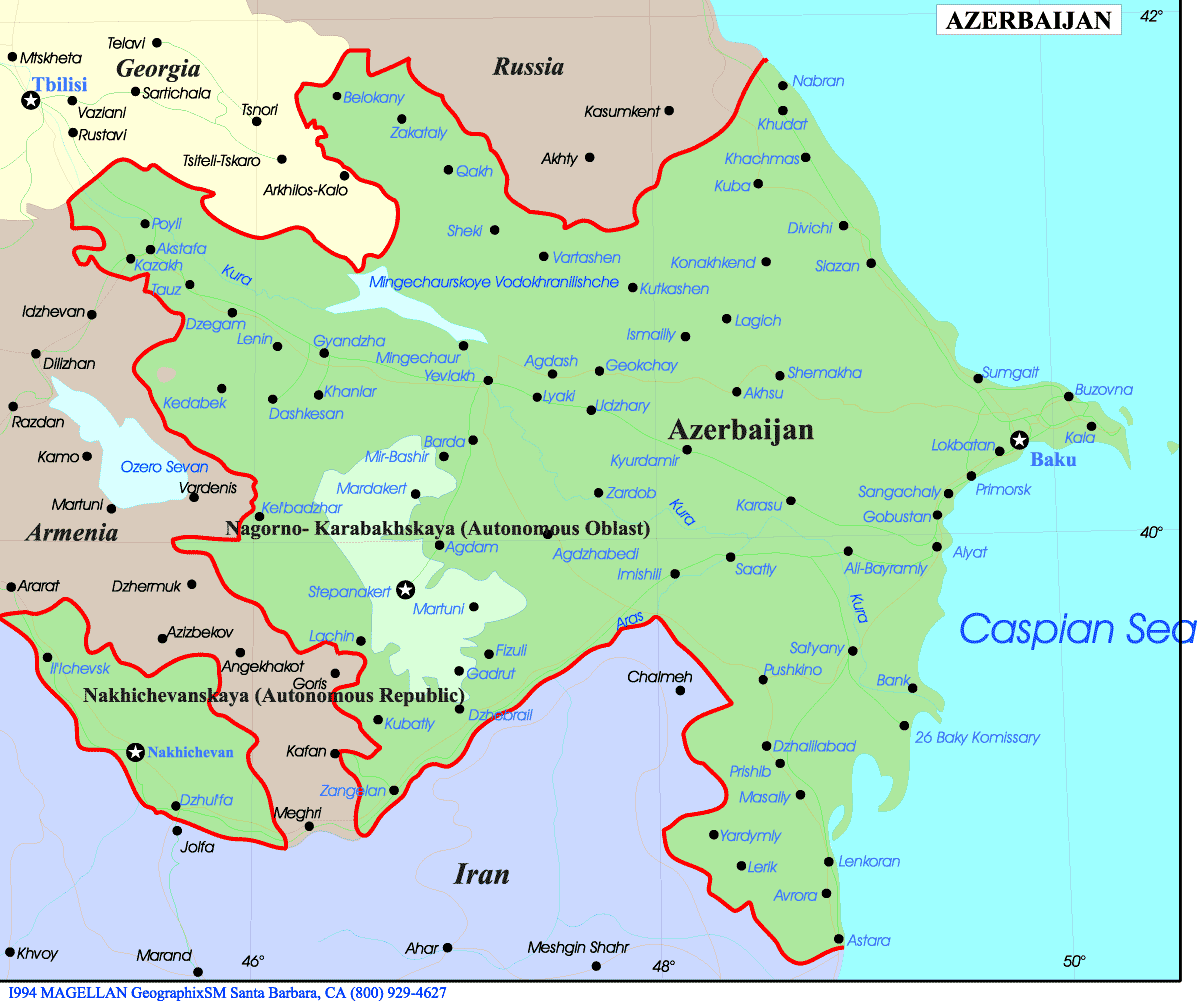 azerbaijan map caspian sea
