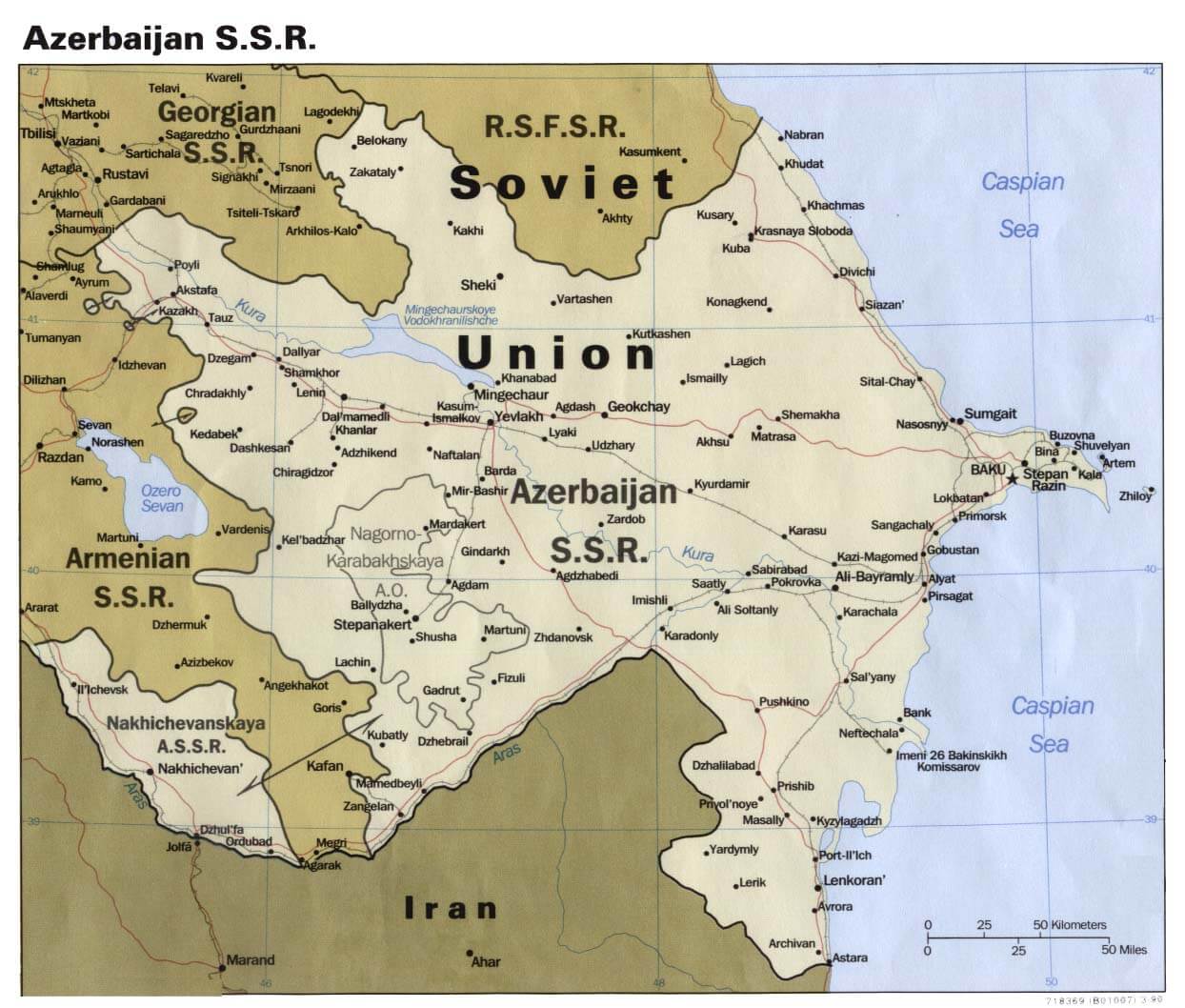 azerbaijan map ssr 1990