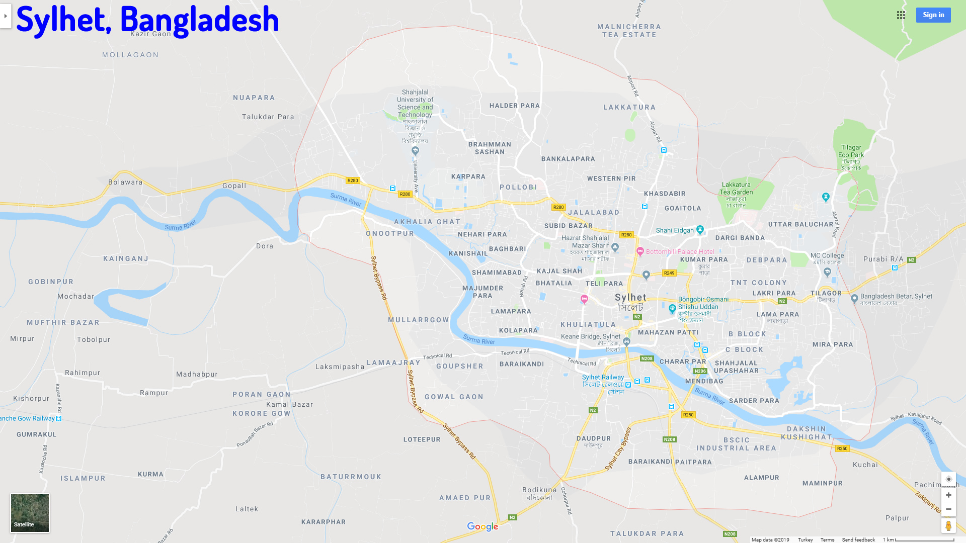 Sylhet map Bangladesh