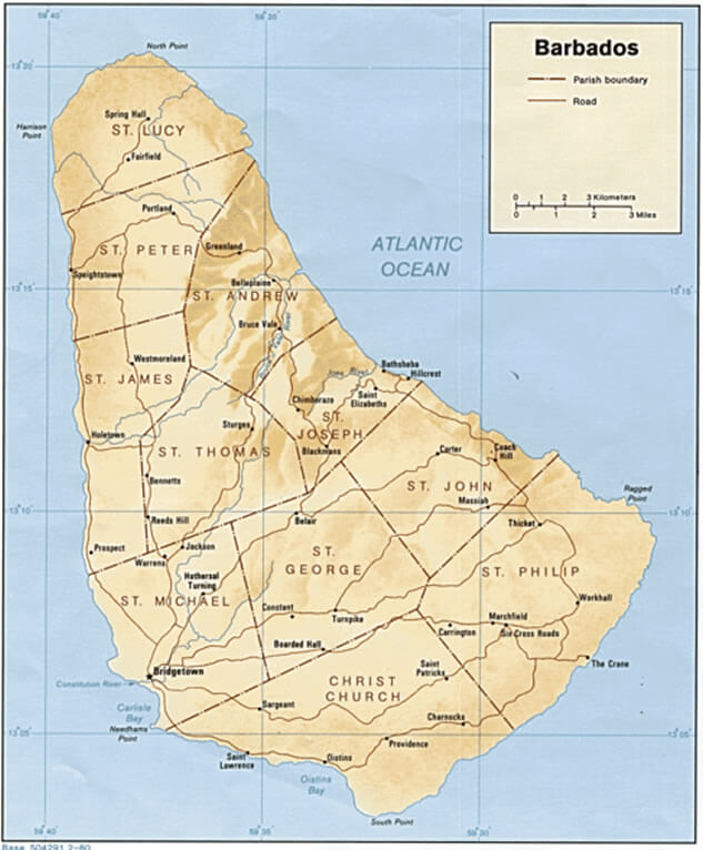 barbados map south america