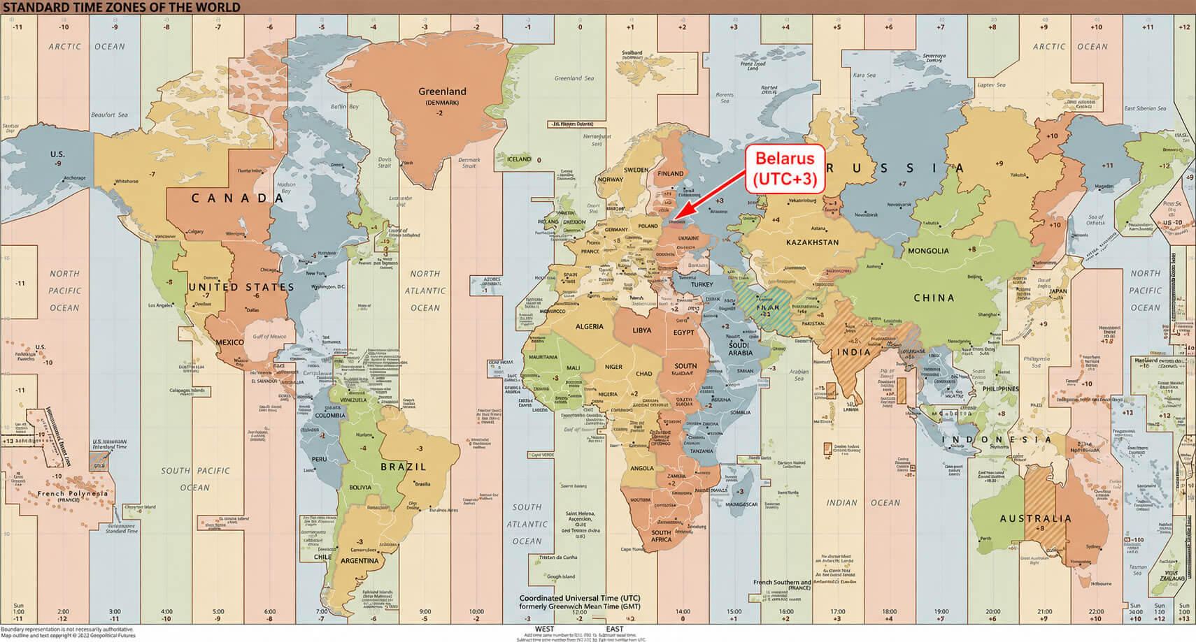 Belarus time zone map