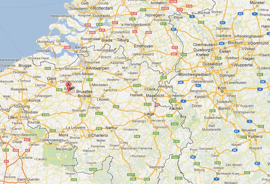 map of Aalst Belgium