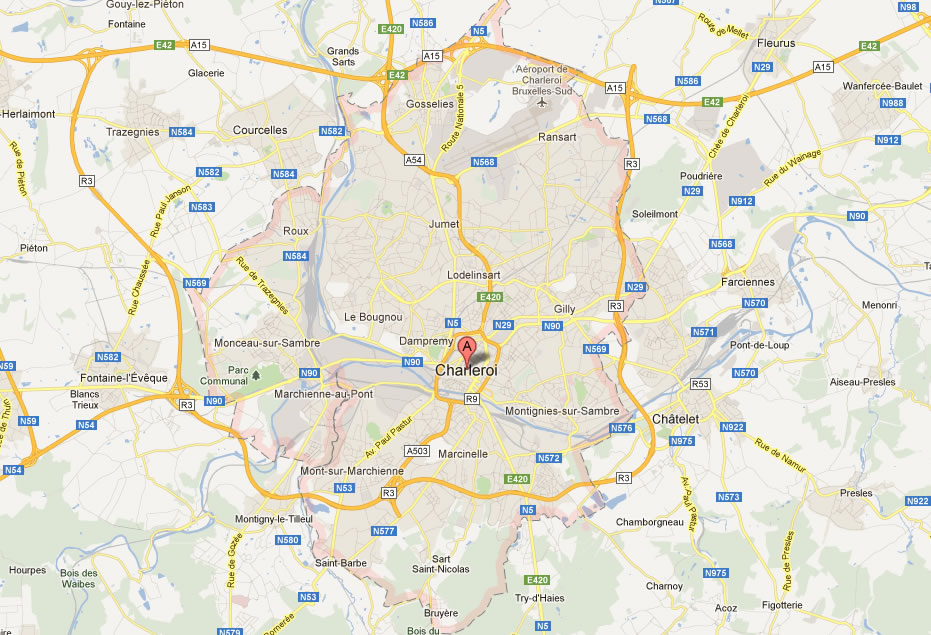 map of Charleroi