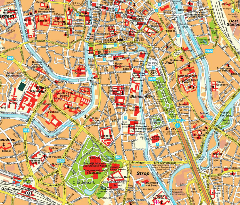 downtown map of Gent