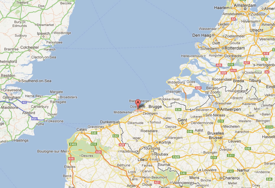 map of Oostende Belgium
