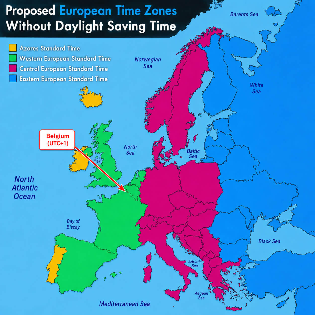 Europe daylight saving time map