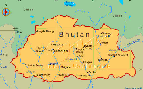 map bhutan