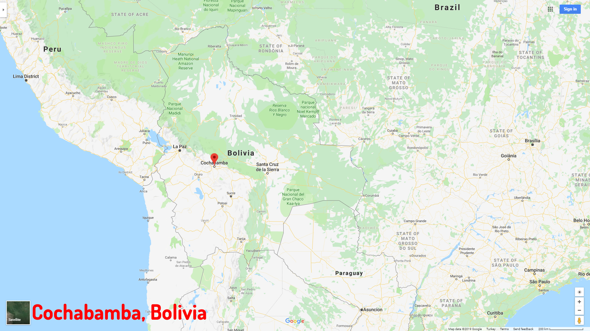Cochabamba map Bolivia
