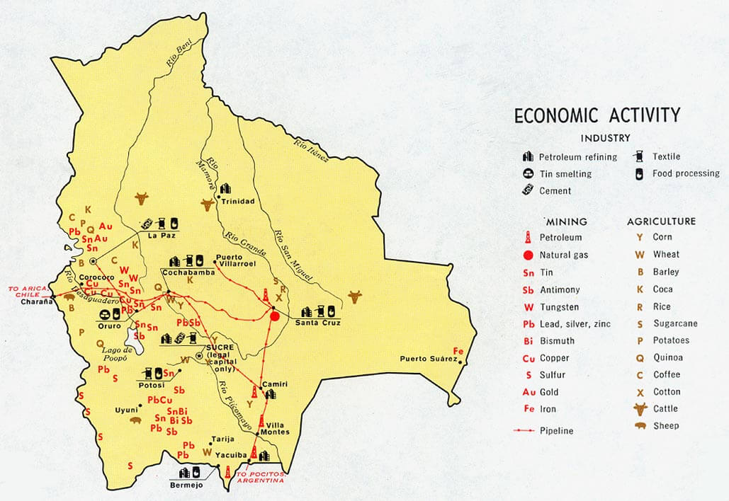 Economic Activity Map Bolivia 1971