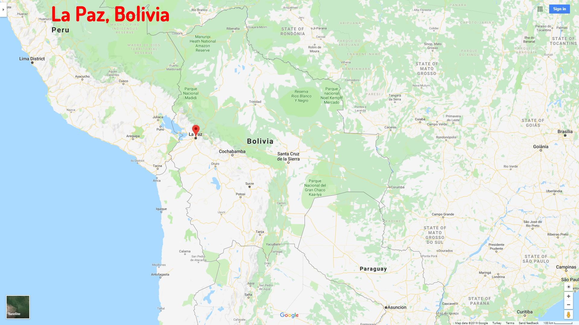 La Paz map Bolivia