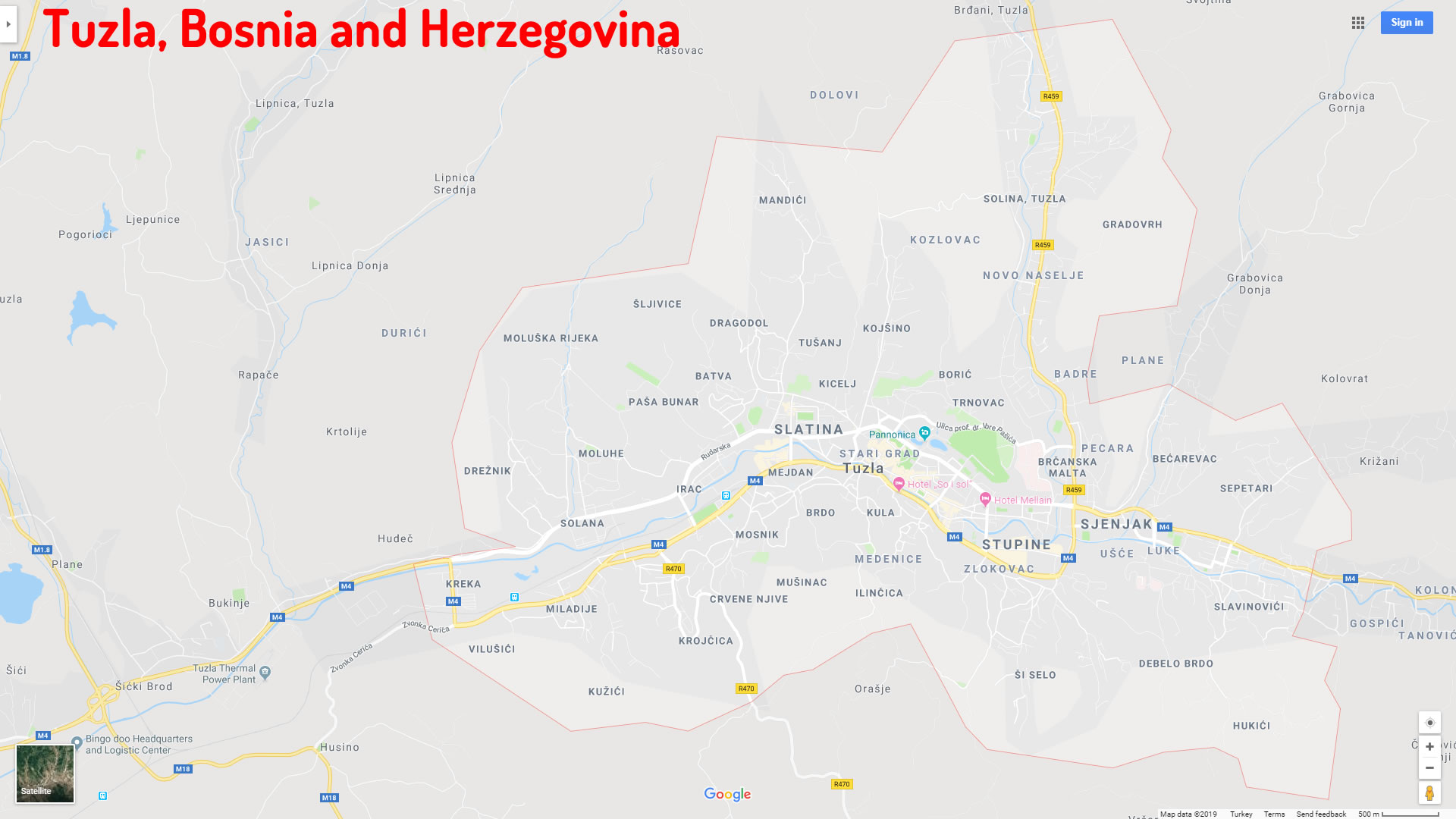 Tuzla map Bosnia and Herzegovina