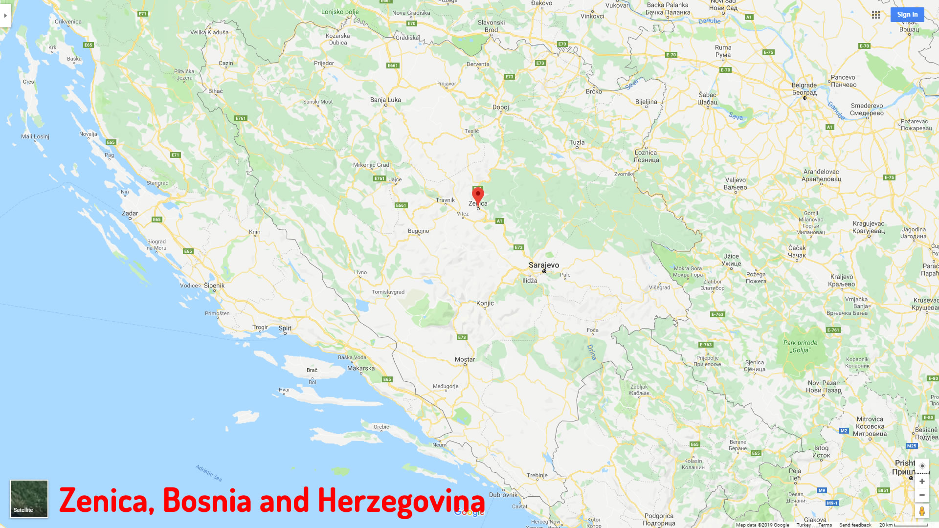 Zenica map Bosnia and Herzegovina