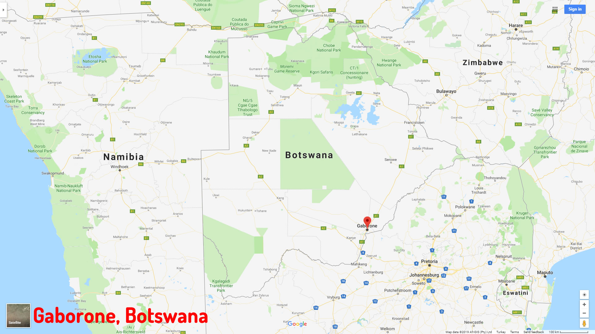 Gaborone map Botswana