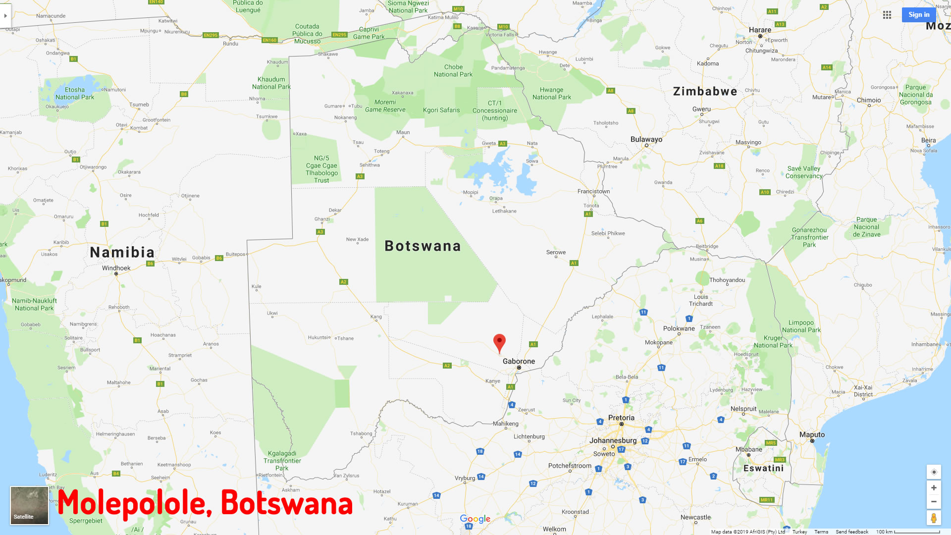 Molepolole map Botswana
