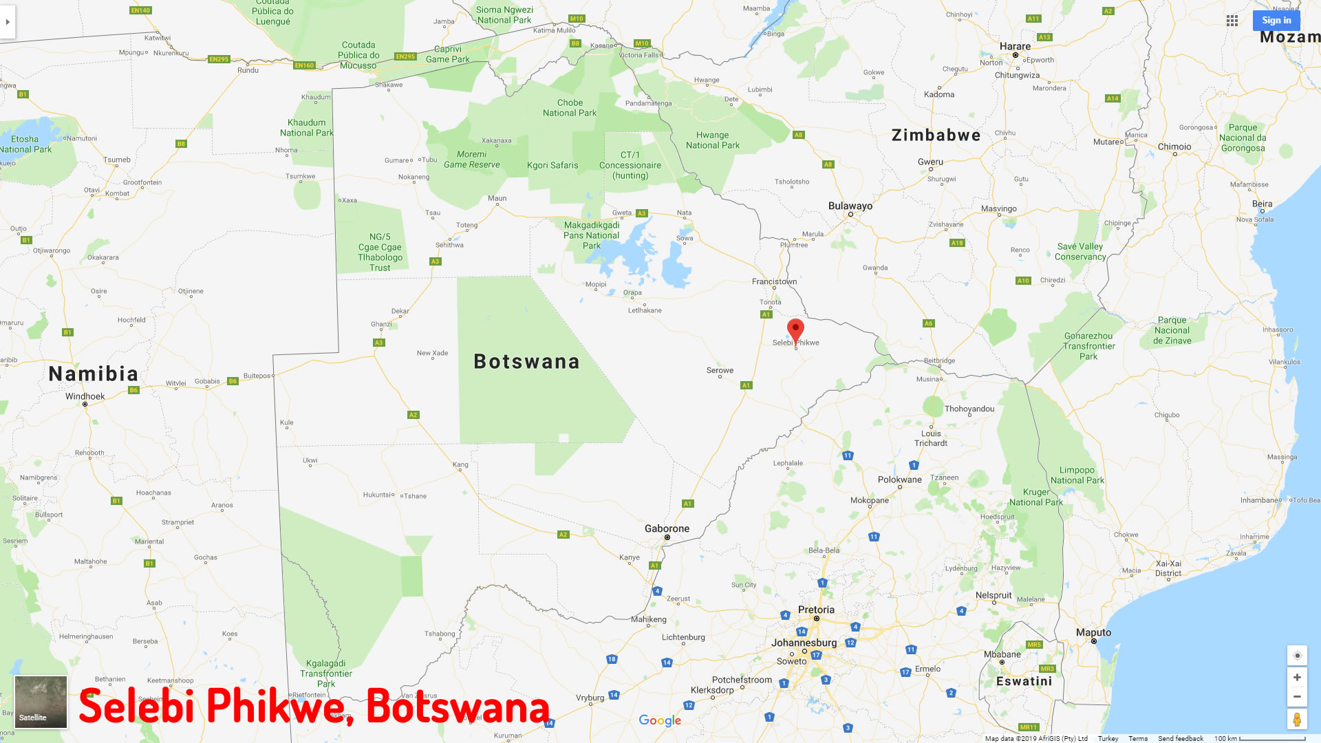 Selebi Phikwe map Botswana