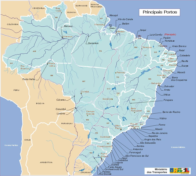 Brazil Main Ports Harbour Map