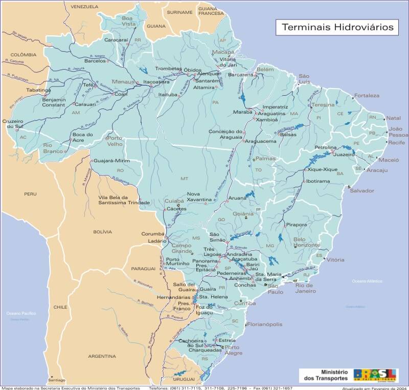 Brazil Waterways Terminals Map