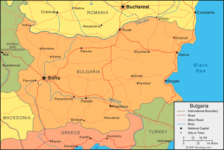 Jambol map bulgaria