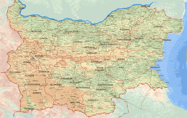 physical bulgaria map