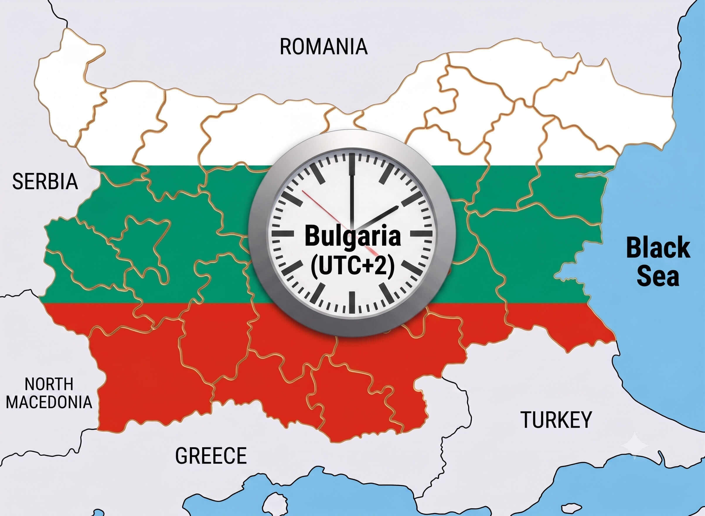 Bulgaria UTC +2 time zone map