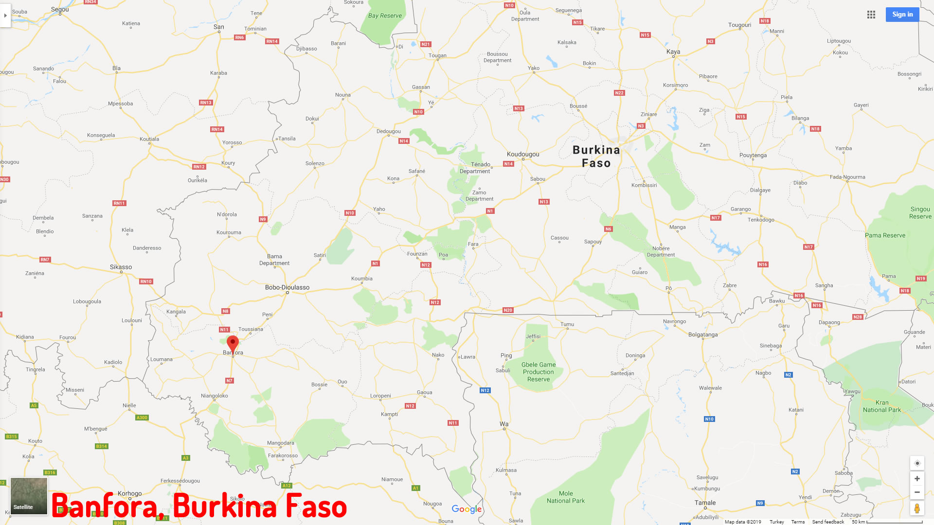 Banfora map Burkina Faso