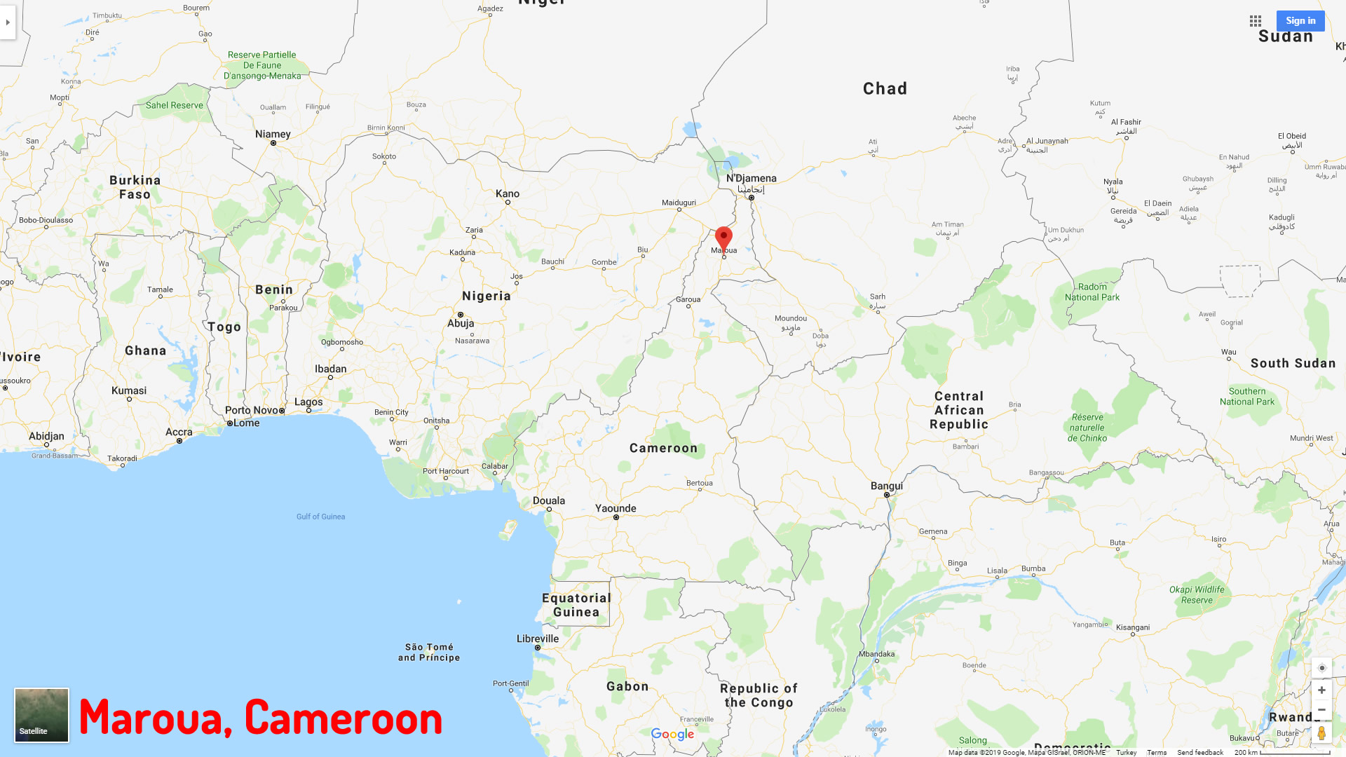 Maroua map Cameroon