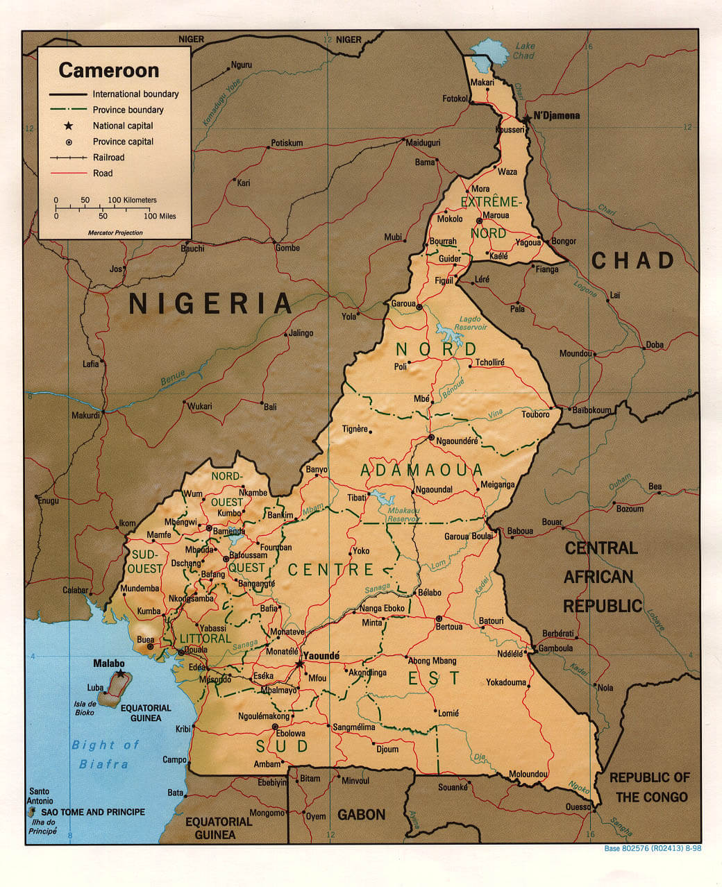 physical cameroon map