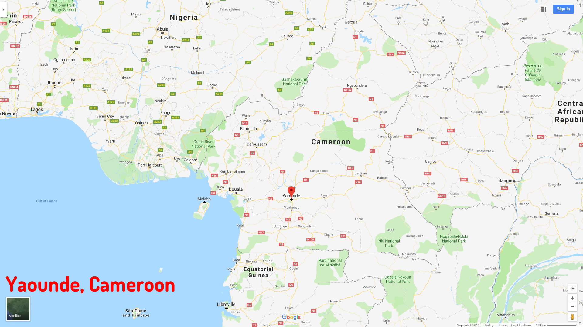 Yaounde map Cameroon