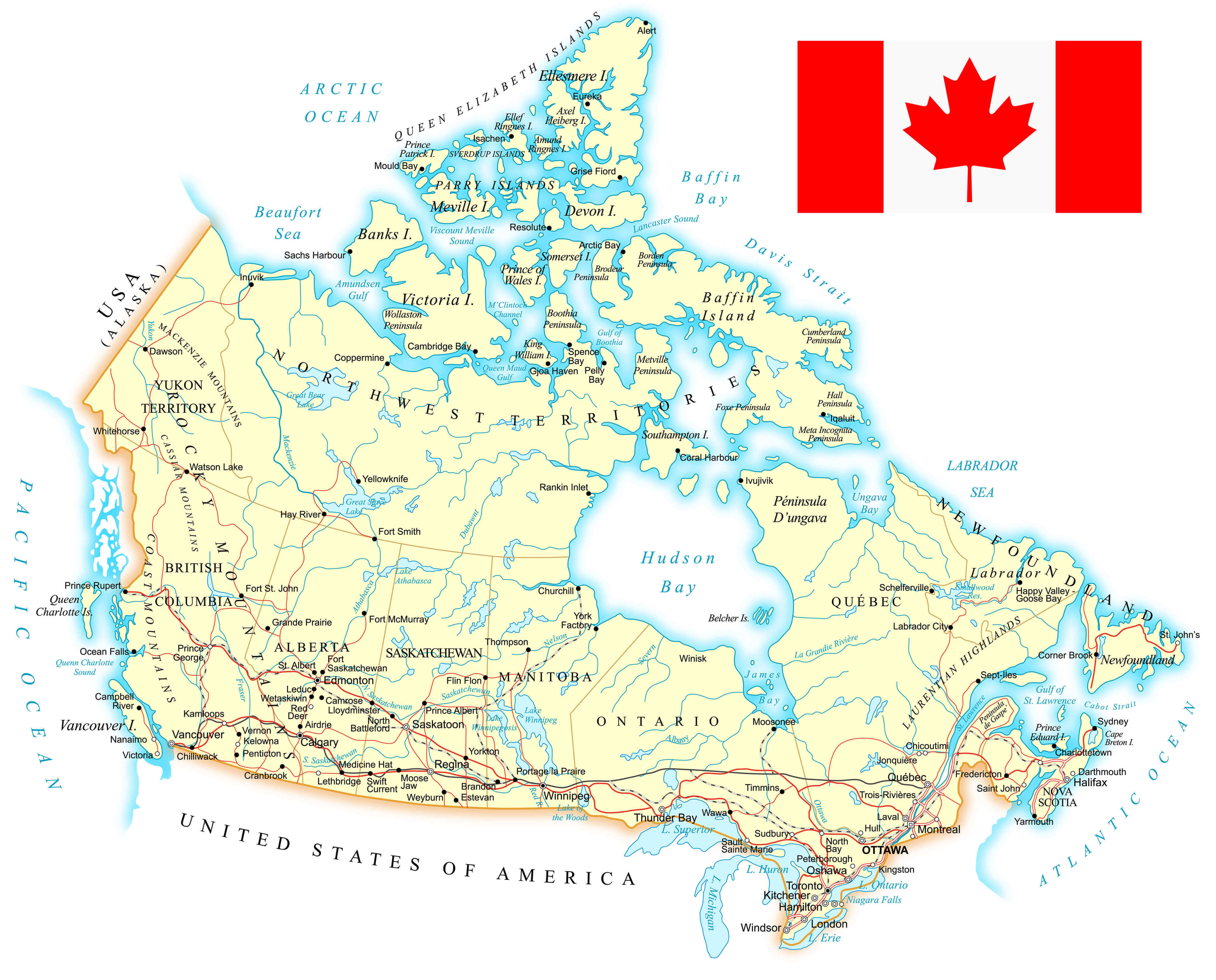 Detailed Road Map of Canada