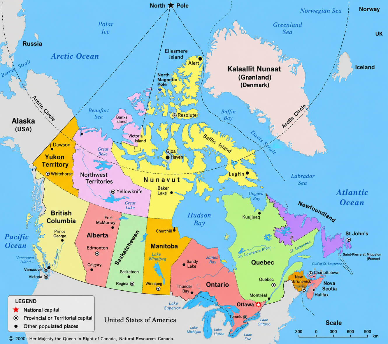 Canada provinces political map