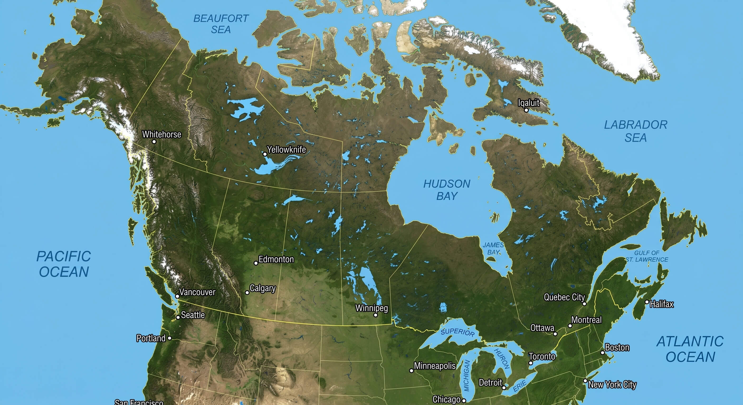 Canada terrain and vegetation map