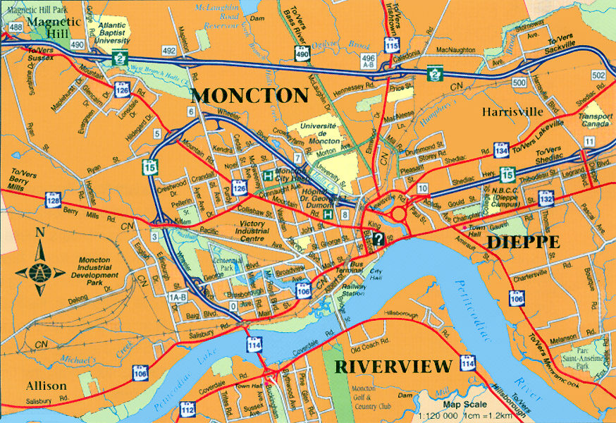 Moncton area map