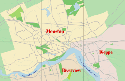 Moncton region map