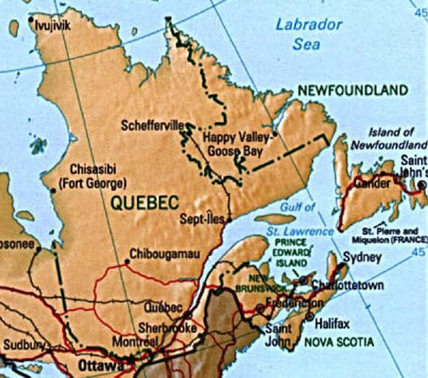 Quebec State Physical Map