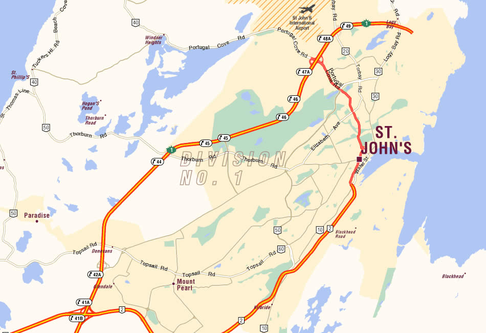 map of st john's