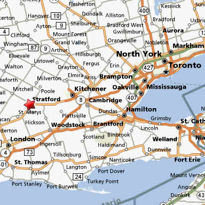 Stratford Map Ontario. 