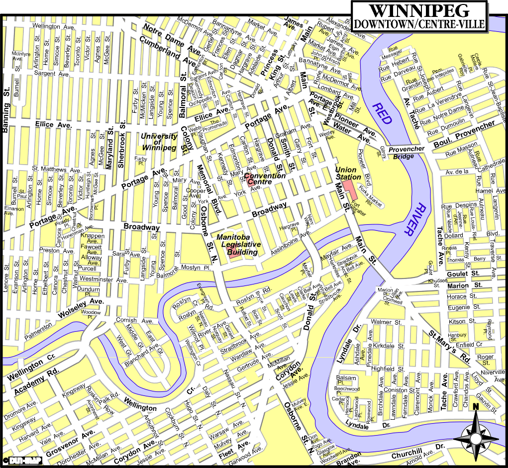 city center map of Winnipeg