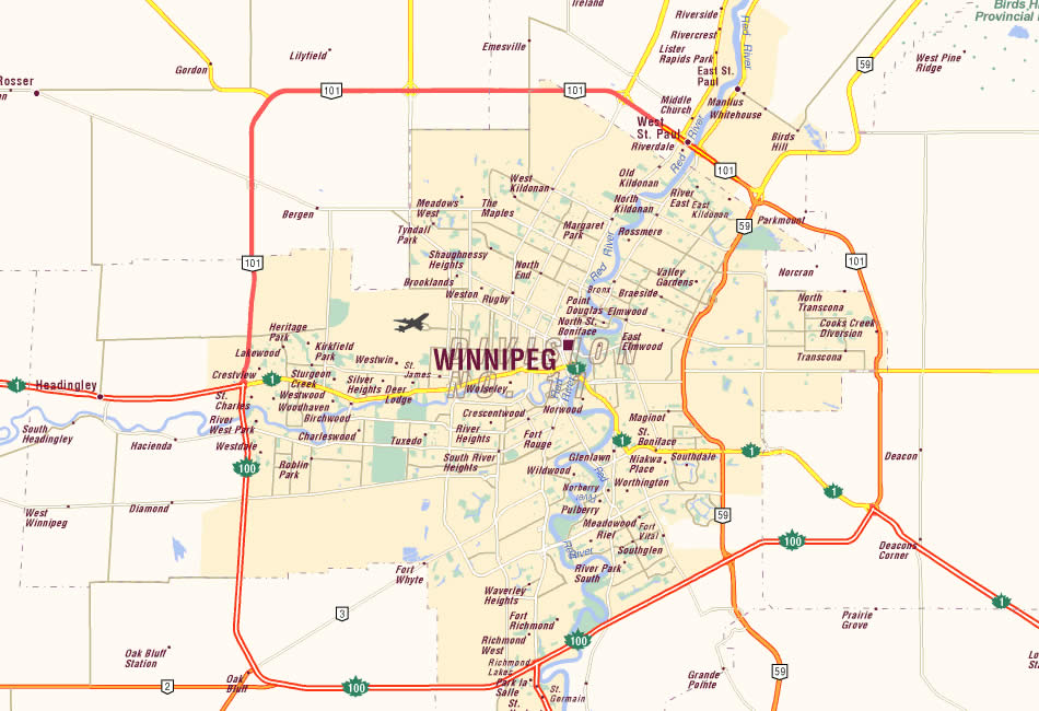 map of winnipeg