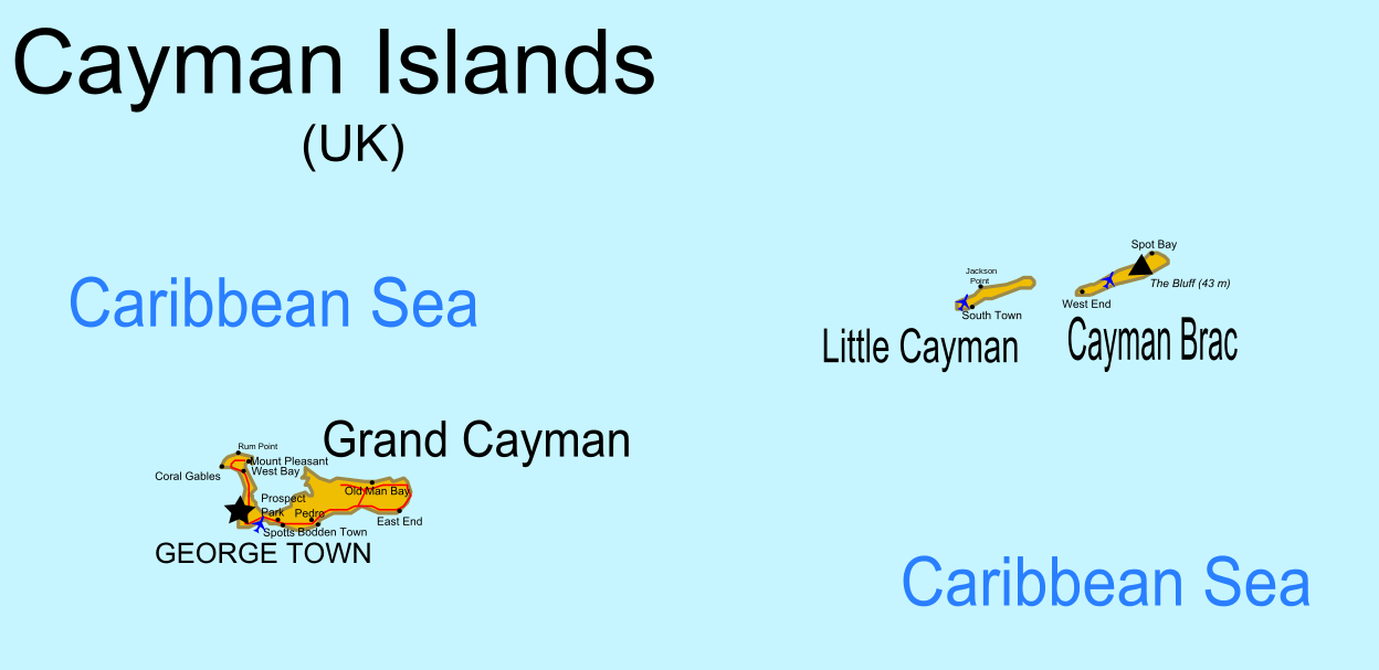 cayman islands uk map