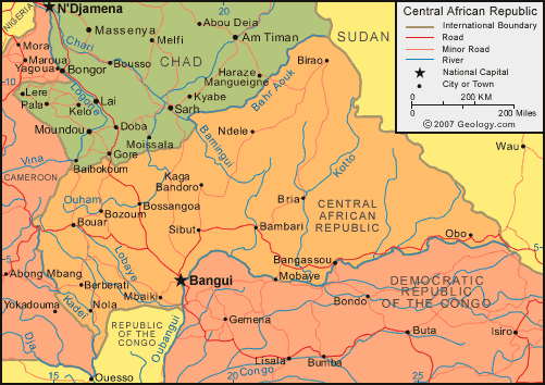 map of Central African Republic