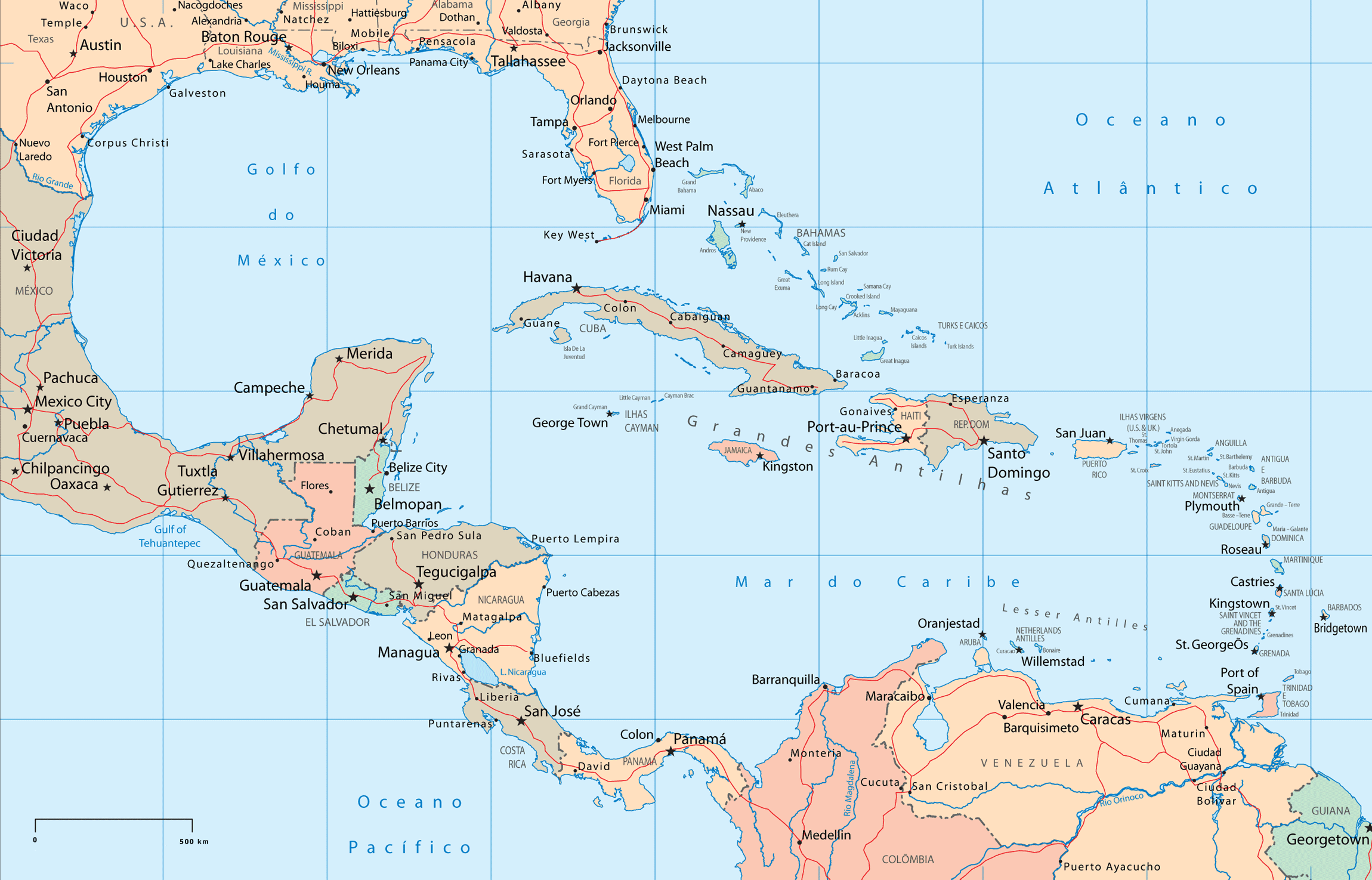 Central America Political Map