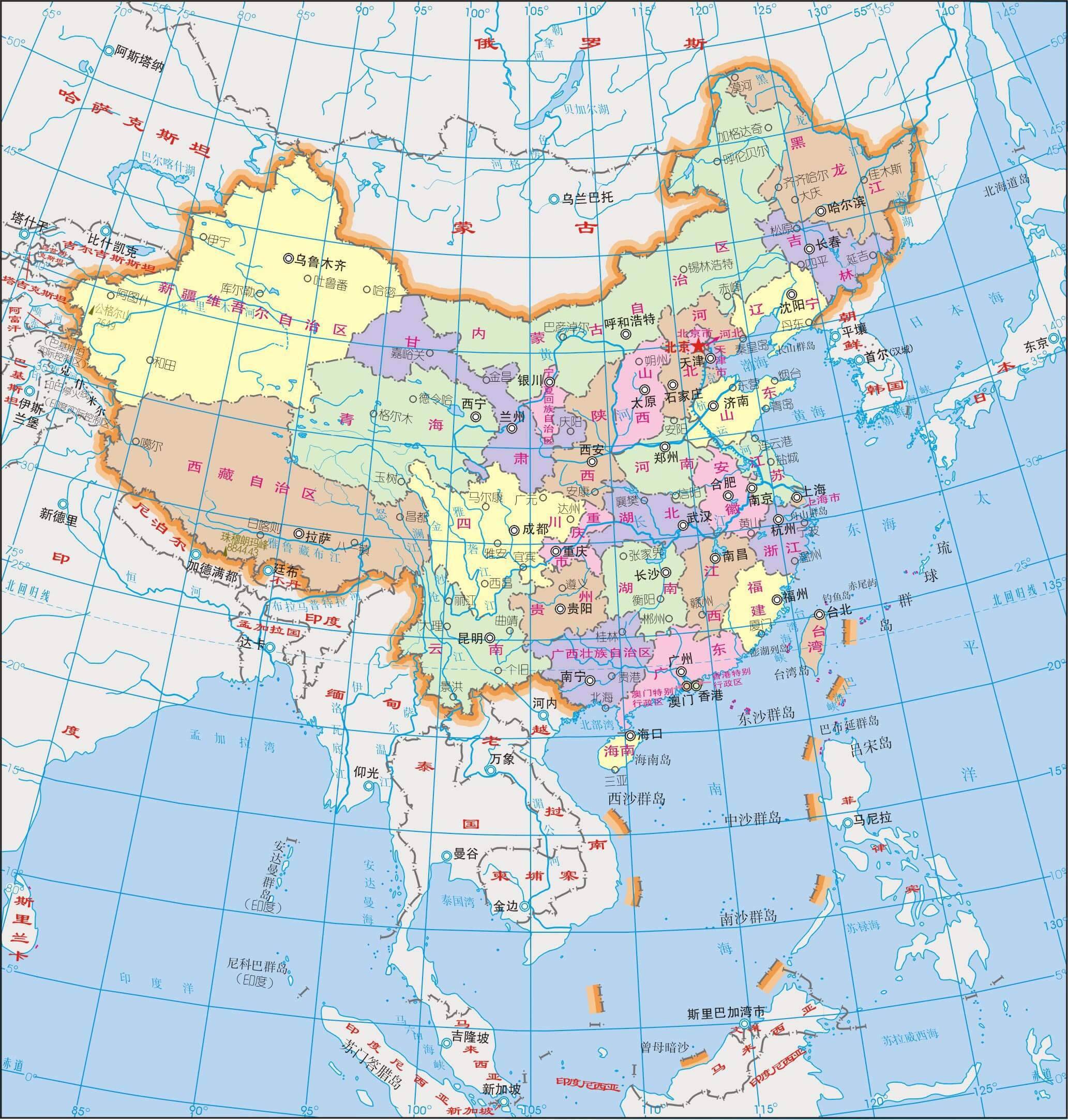 China Map in Chinese Language